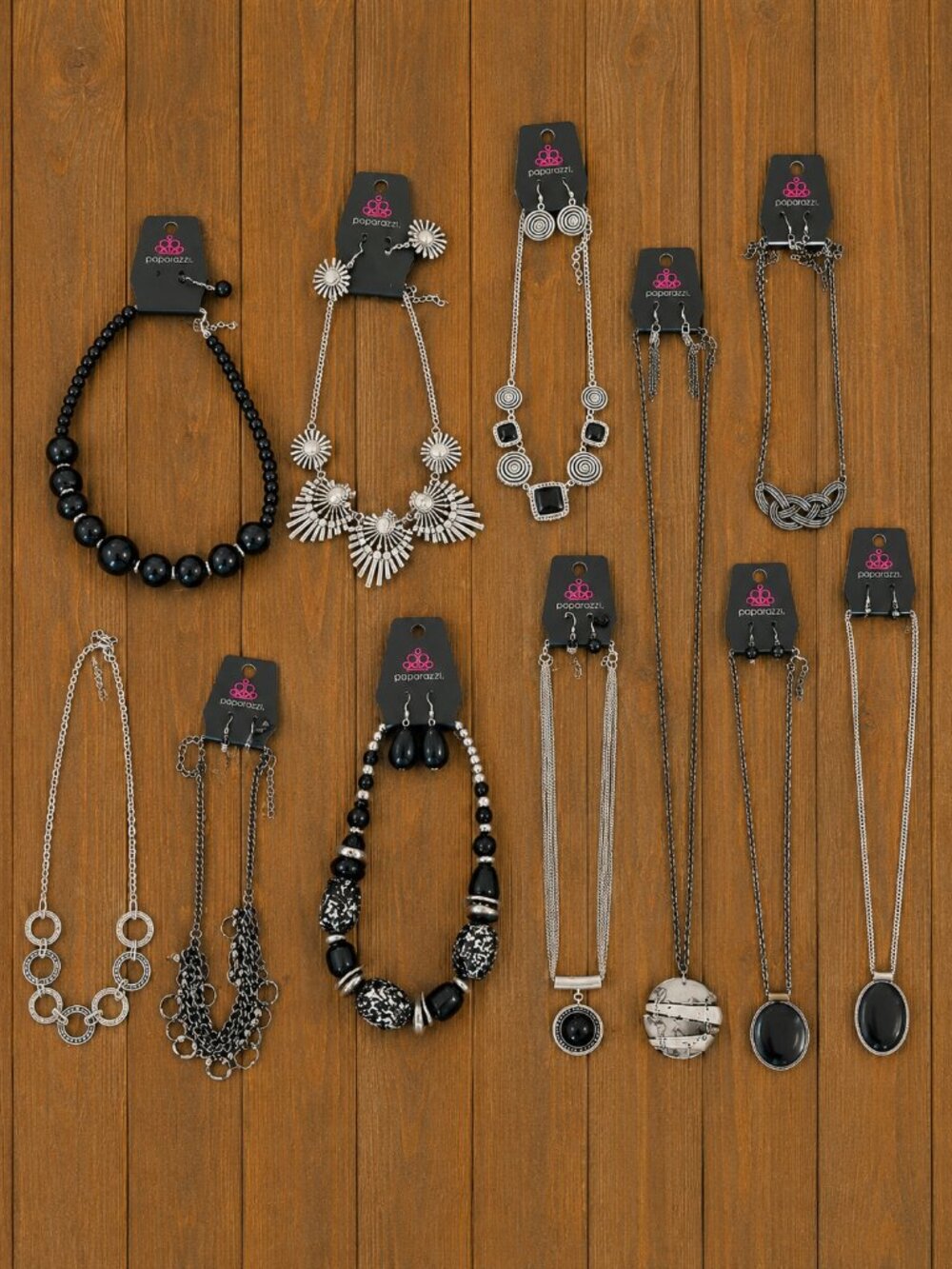Paparazzi Jewelry Lot - 10 Piece Black Silver Statement Necklace Bundle